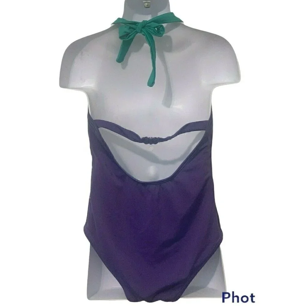 Gymboree Girls One Piece Halter Swimsuit Size S 5-6 Floral Kitten Face